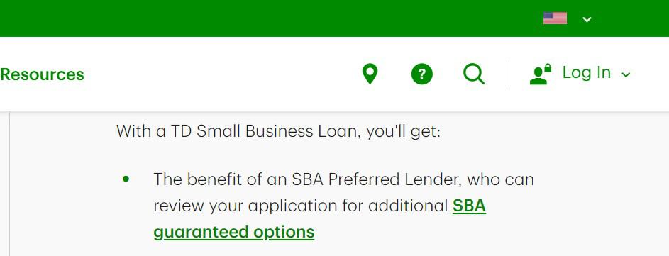 TD Bank offers some of the best small business loans including SBA loans. 